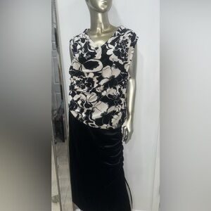 NWT Kathy ireland  2 pc top shirt blouse set and skirt plus size 1X velvet